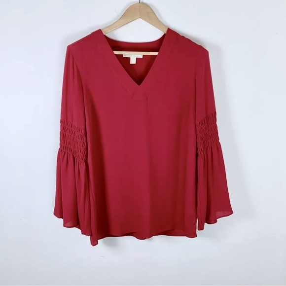Michael Kors Bell Sleeve V-neck Blouse - Picture 1 of 4